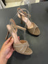 Women Rhinestone Decor Ankle Strap Open Toe Stiletto